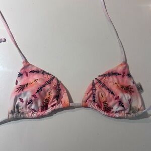 Agua Bendita beaded pink bikini top small